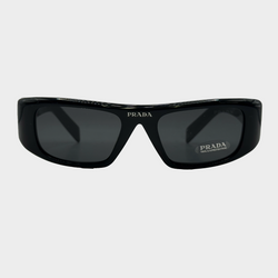 Prada black acetate logo sunglasses
