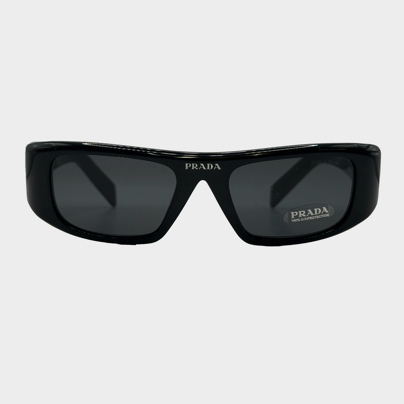 Prada black acetate logo sunglasses