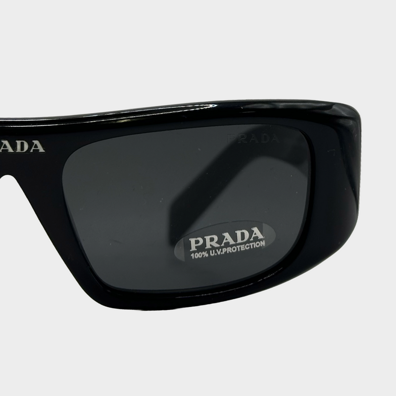 Prada black acetate logo sunglasses