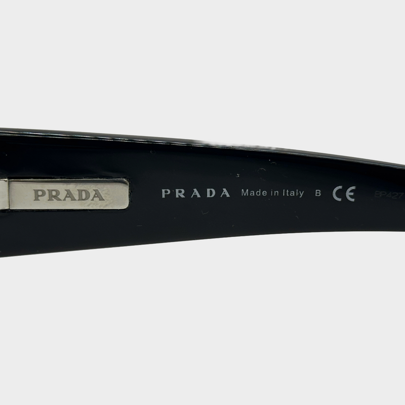 Prada black acetate logo sunglasses