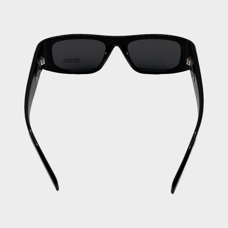 Prada black acetate logo sunglasses