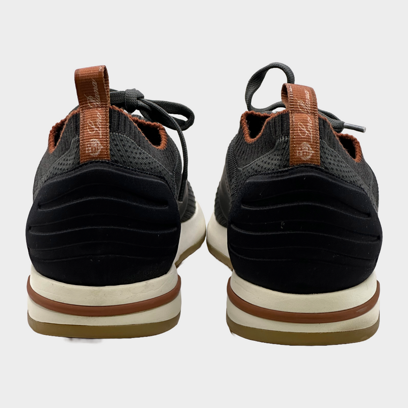 LORO PIANA navy leather and mesh 360 flexy walk sneakers