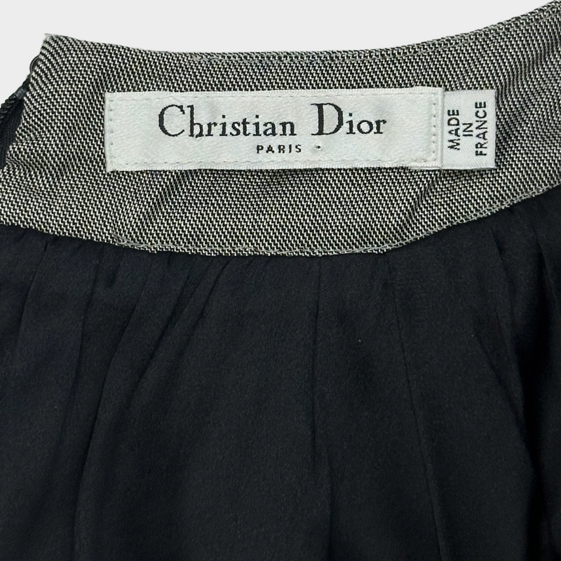 CHRISTIAN DIOR grey wool gathered neckline dress