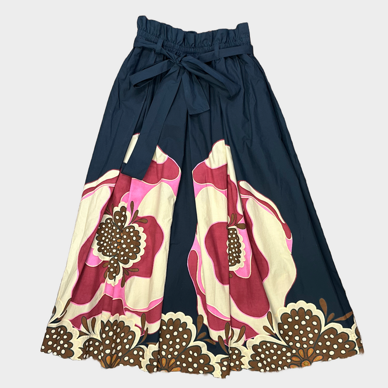 La Double J multicoloured flower print cotton pleated maxi skirt