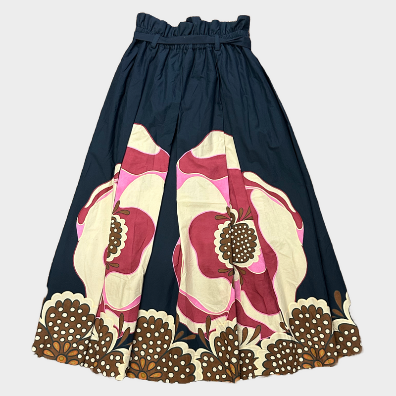 La Double J multicoloured flower print cotton pleated maxi skirt