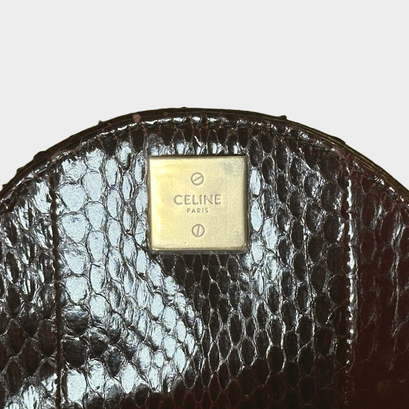 Celine brown python leather handbag with gold tone hardware