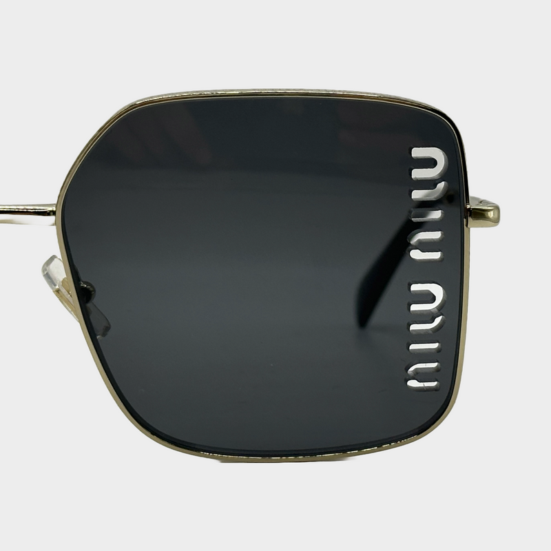 Miu Miu women's square metal sunglasses with laser cut detail