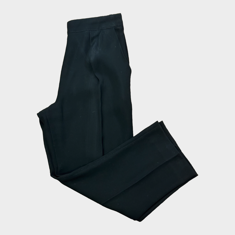 BALENCIAGA black polyester pleated vintage cropped trousers