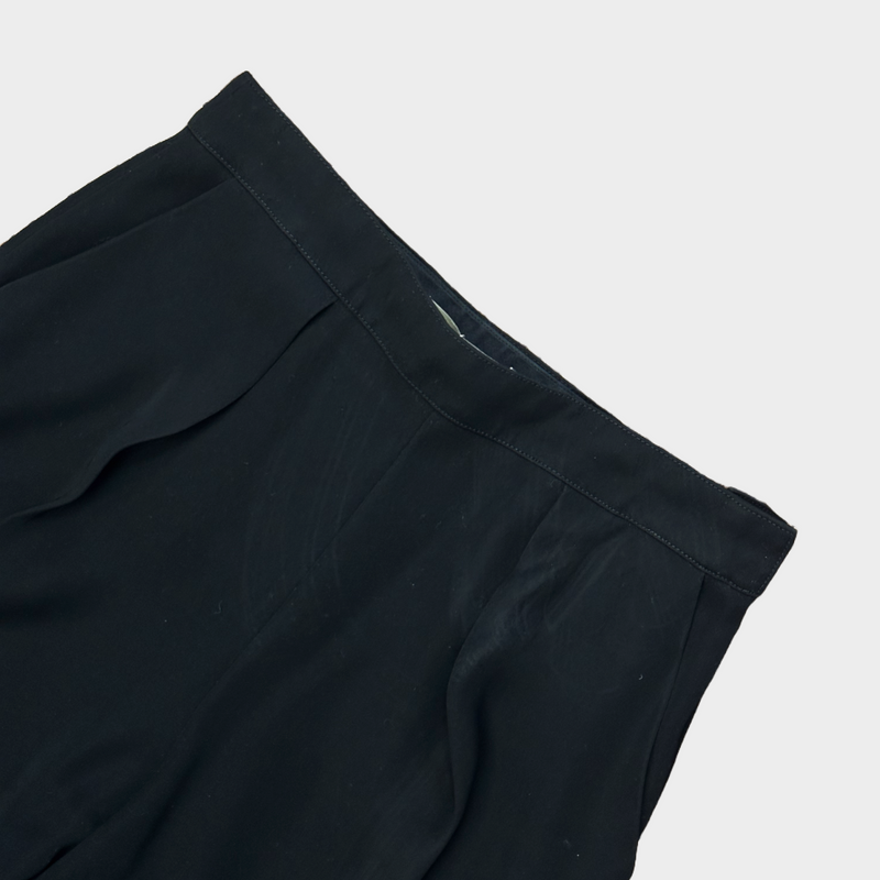 BALENCIAGA black polyester pleated vintage cropped trousers