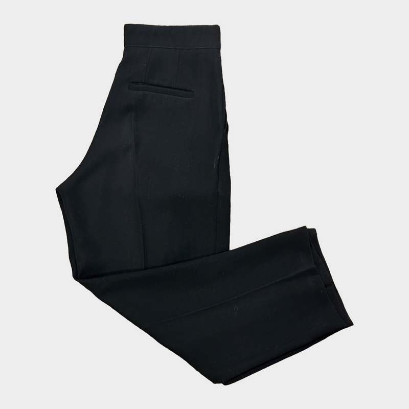 BALENCIAGA black polyester pleated vintage cropped trousers