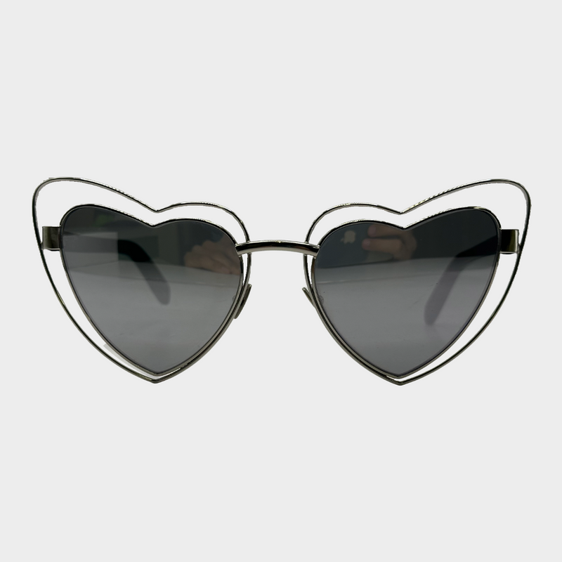 SAINT LAURENT metal mirror heart shape sunglasses