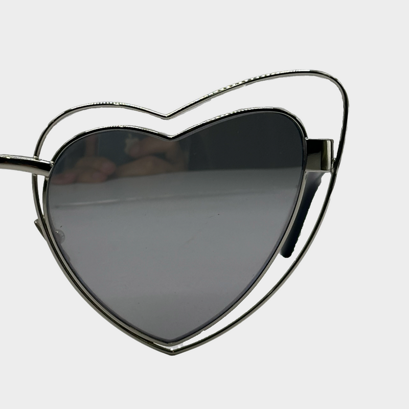 SAINT LAURENT metal mirror heart shape sunglasses
