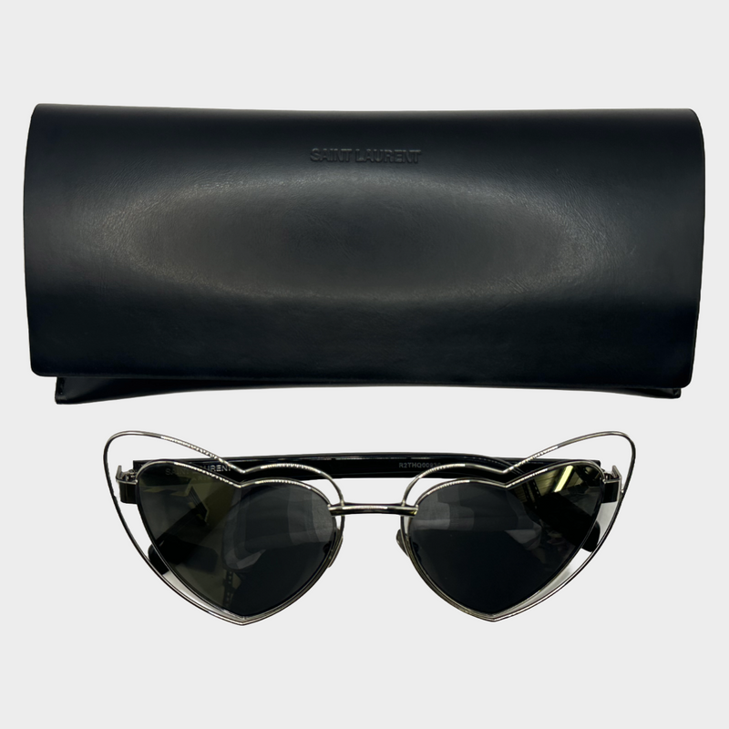 SAINT LAURENT metal mirror heart shape sunglasses