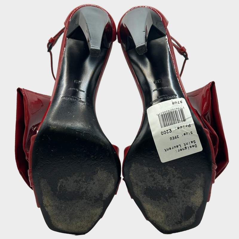 Saint Laurent red patent leather Freja Bow heels