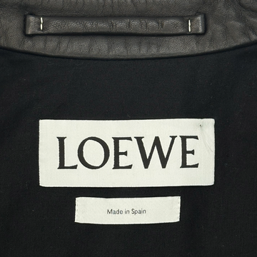Loewe women's black and white leather biker jacket with