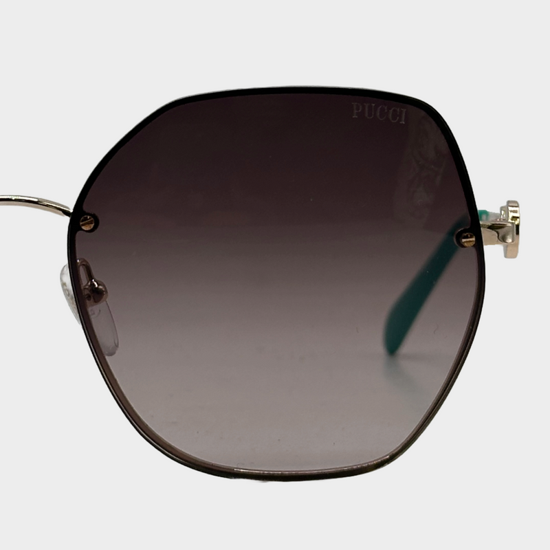 Emilio Pucci women's rose gold and turquoise metal geometrical sunglasses
