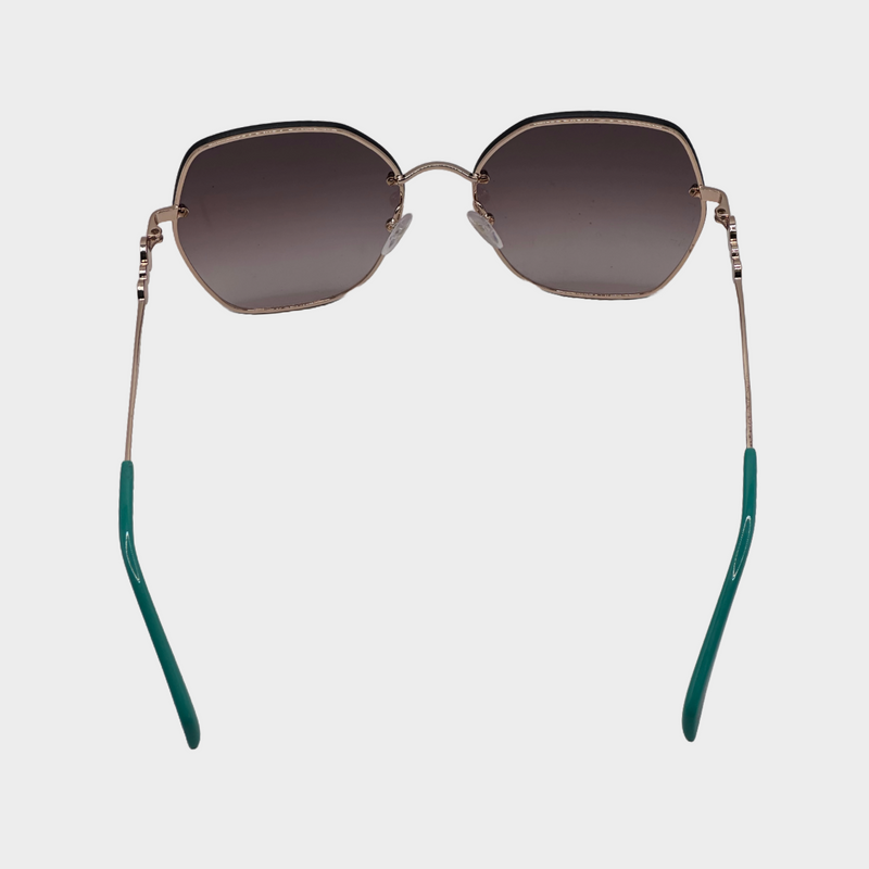 Emilio Pucci women's rose gold and turquoise metal geometrical sunglasses