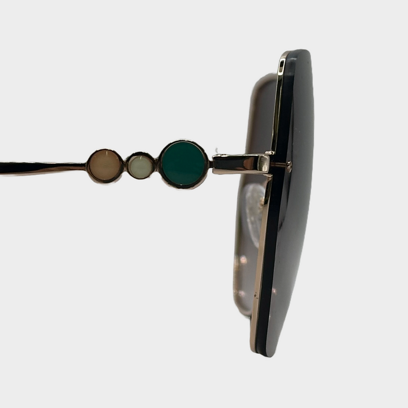 Emilio Pucci women's rose gold and turquoise metal geometrical sunglasses