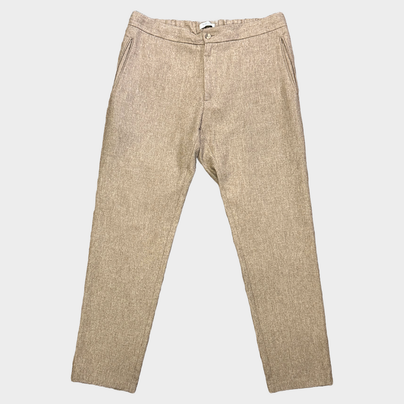 Boglioli men's beige wool elasticated waist trousers