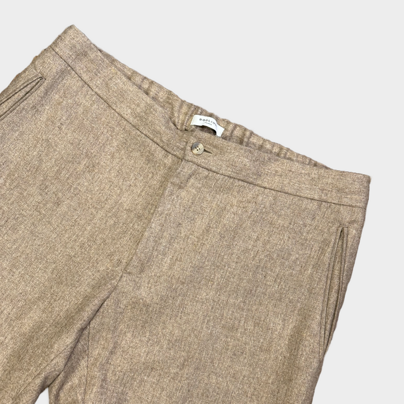 Boglioli men's beige wool elasticated waist trousers