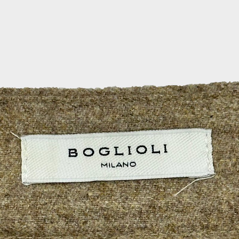 Boglioli men's beige wool elasticated waist trousers
