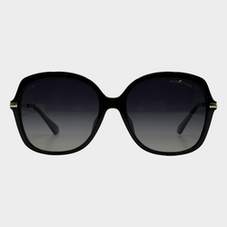 Michael Kors women's black rounded sunglasses with gold tone hardware