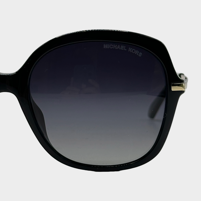 Michael Kors women's black rounded sunglasses with gold tone hardware