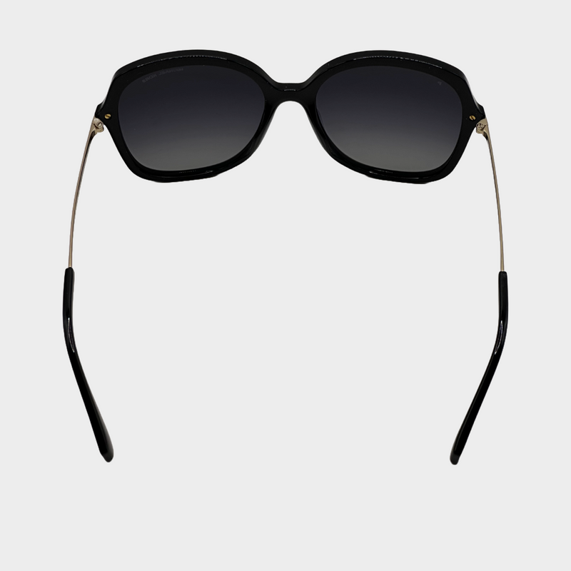 Michael Kors women's black rounded sunglasses with gold tone hardware