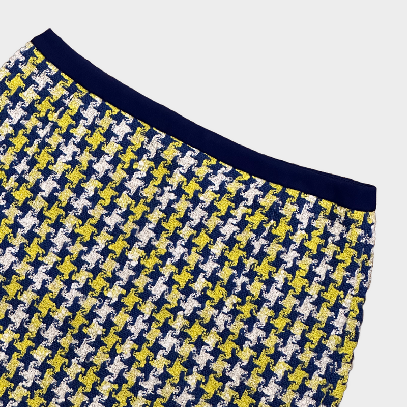 MIU MIU blue and yellow tweed mini skirt