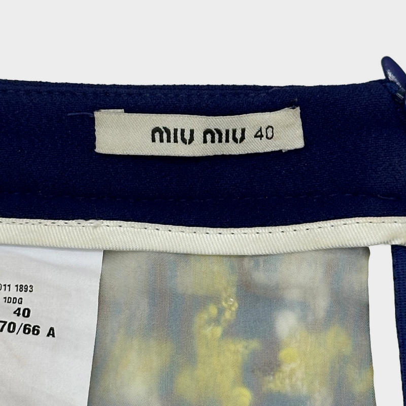 MIU MIU blue and yellow tweed mini skirt