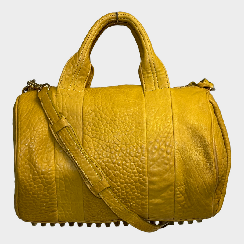 Alexander Wang yellow pebbled lambskin leather Rocco duffle bag