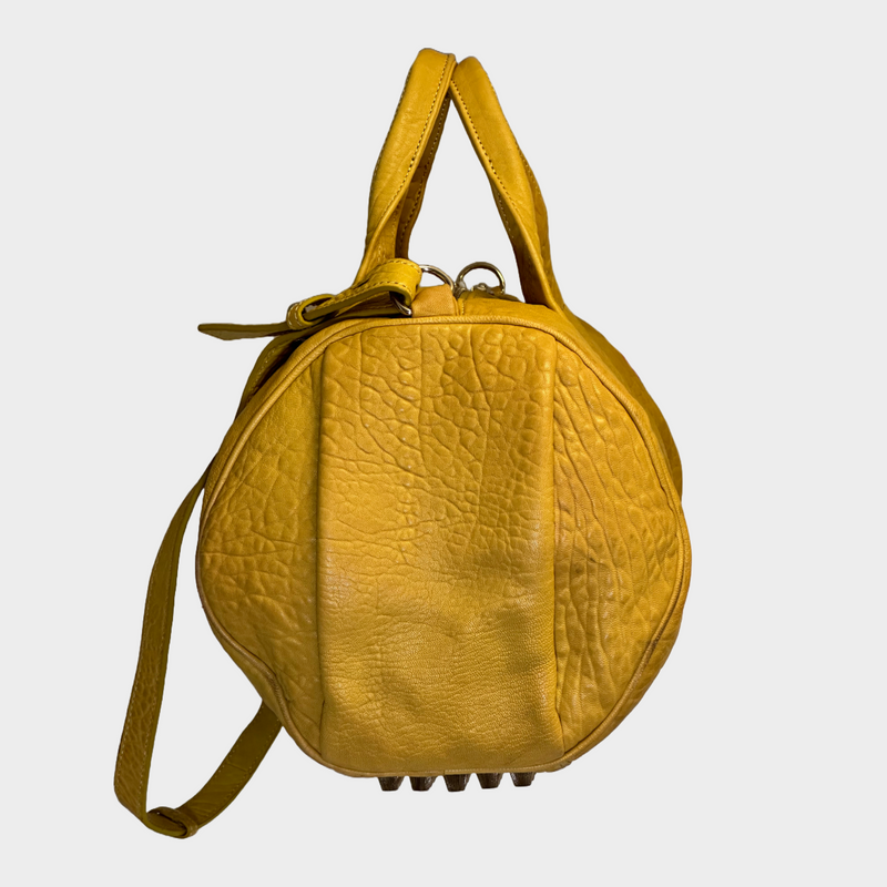 Alexander Wang yellow pebbled lambskin leather Rocco duffle bag