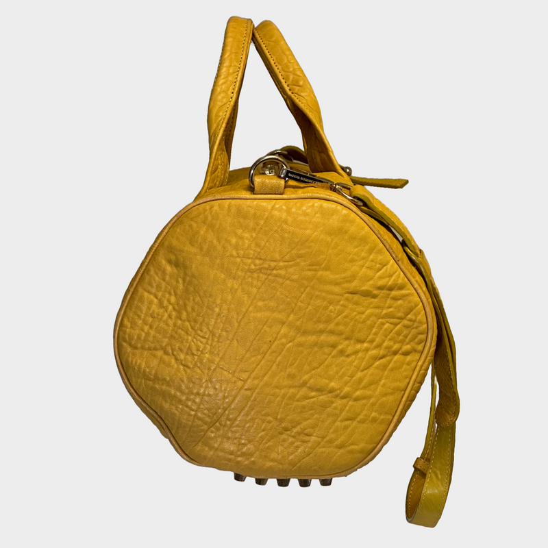 Alexander Wang yellow pebbled lambskin leather Rocco duffle bag
