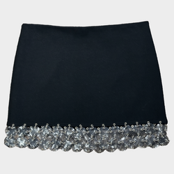 Paco Rabbane black PVC rings mini skirt