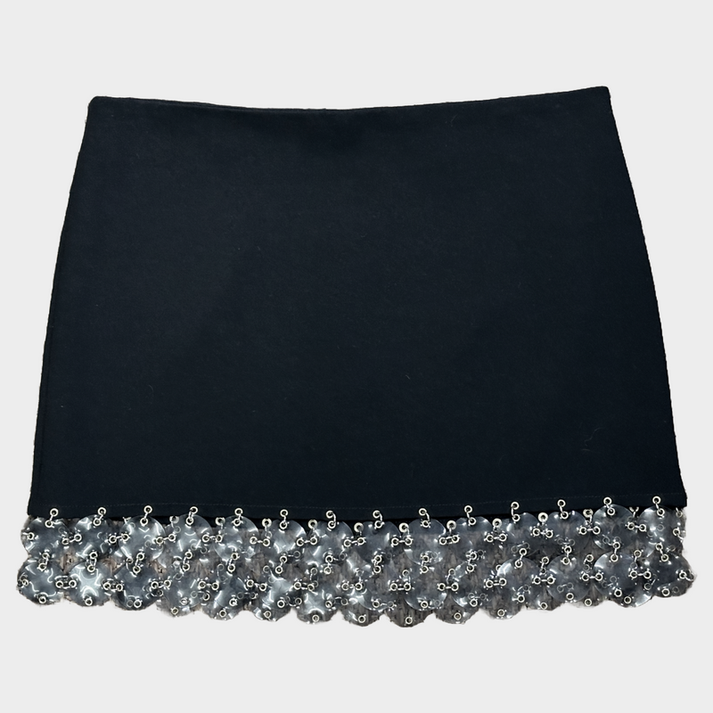 Paco Rabbane black PVC rings mini skirt