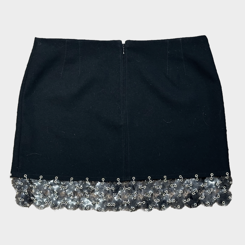 Paco Rabbane black PVC rings mini skirt