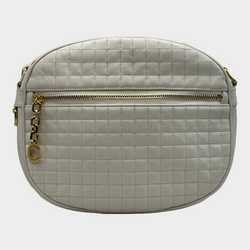 CÉLINE white quilted leather crossbody bag with gold tone C detail