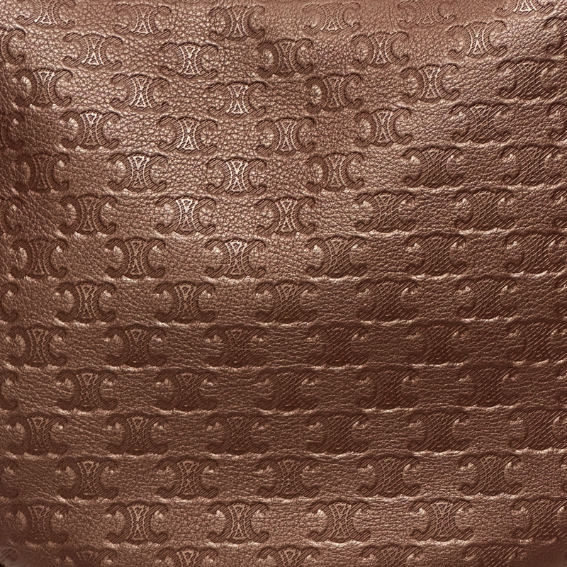 CÉLINE brown embossed triomphe calfskin leather heloise medium handbag