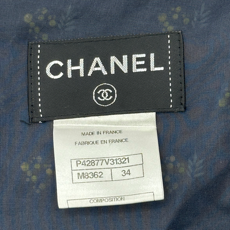Chanel navy and yellow flower print cotton sleeveless dress