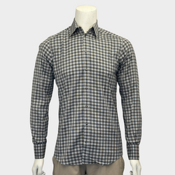 Dolce&Gabbana men's grey and black checkered cotton shirt