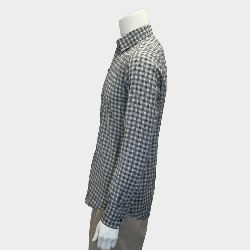 Dolce&Gabbana men's grey and black checkered cotton shirt