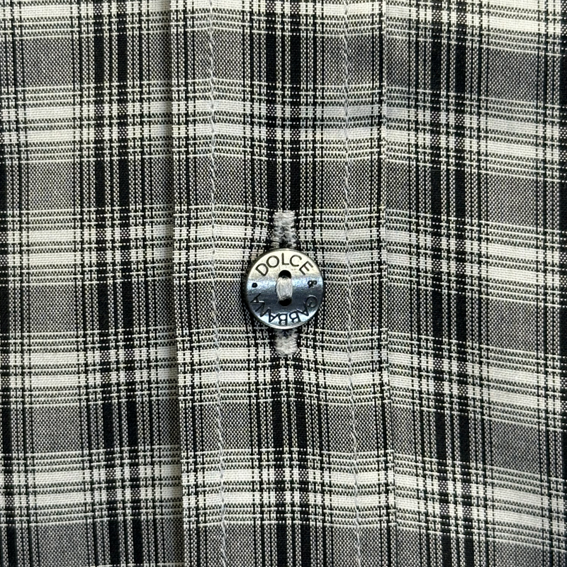 Dolce&Gabbana men's grey and black checkered cotton shirt