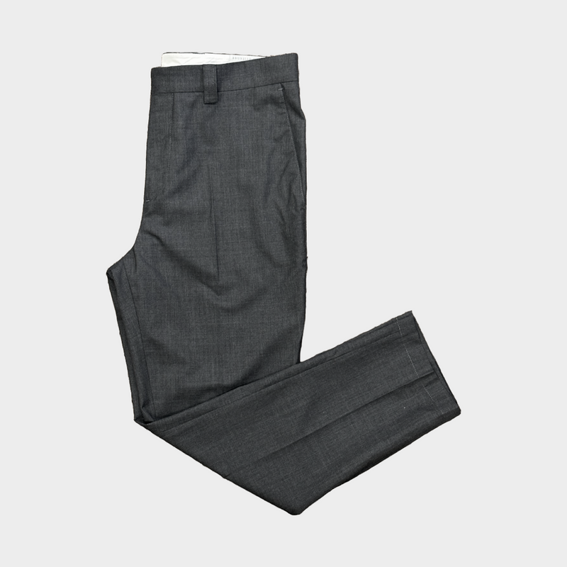 Brunello Cucinelli men's grey wool trousers with two back pockets