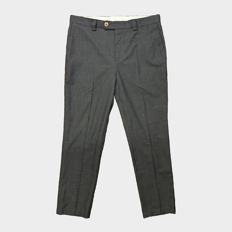 Brunello Cucinelli men's grey wool trousers with two back pockets