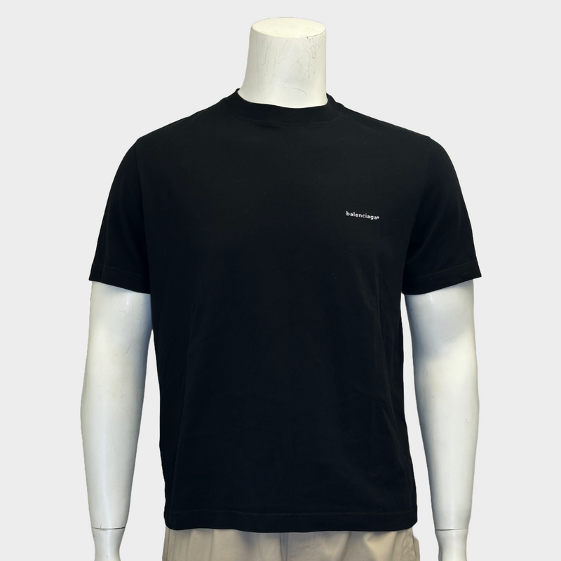 Balenciaga men's black cotton logo t-shirt