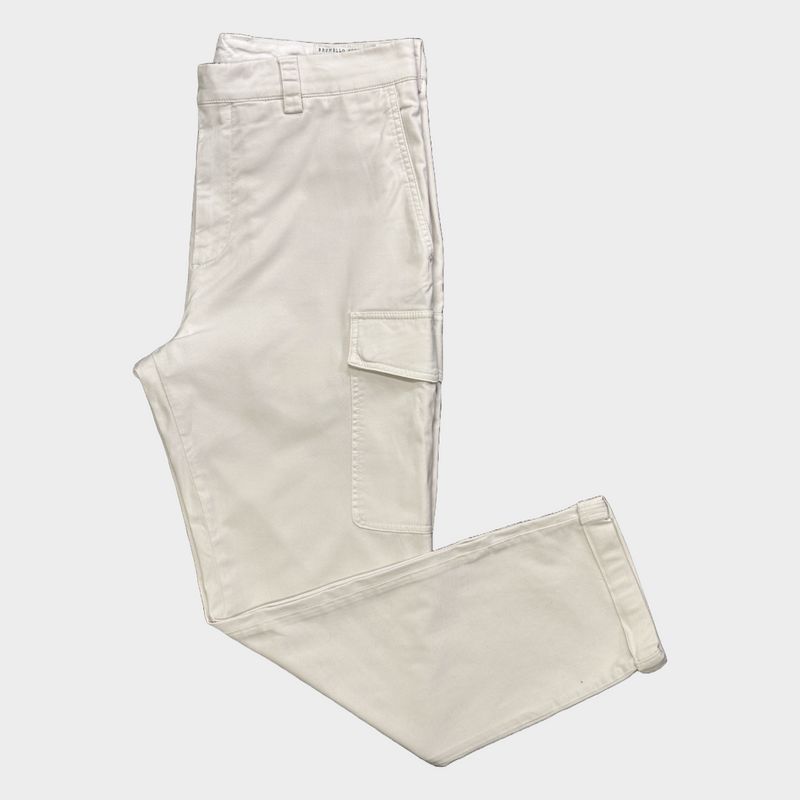 Brunello Cucinelli men's ecru cotton cargo trousers