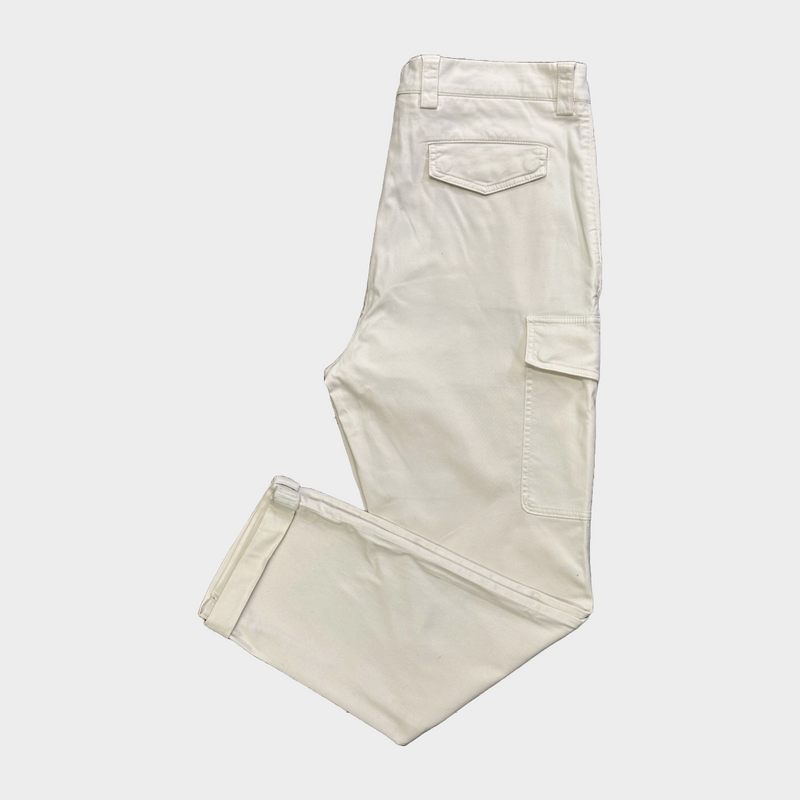 Brunello Cucinelli men's ecru cotton cargo trousers