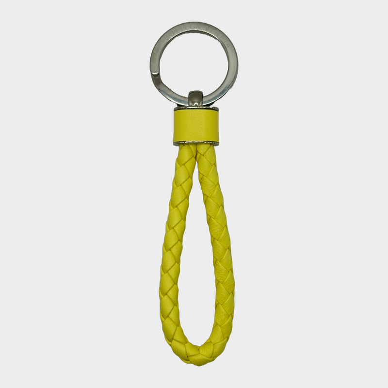 Bottega Veneta yellow leather Intrecciato wave keychain