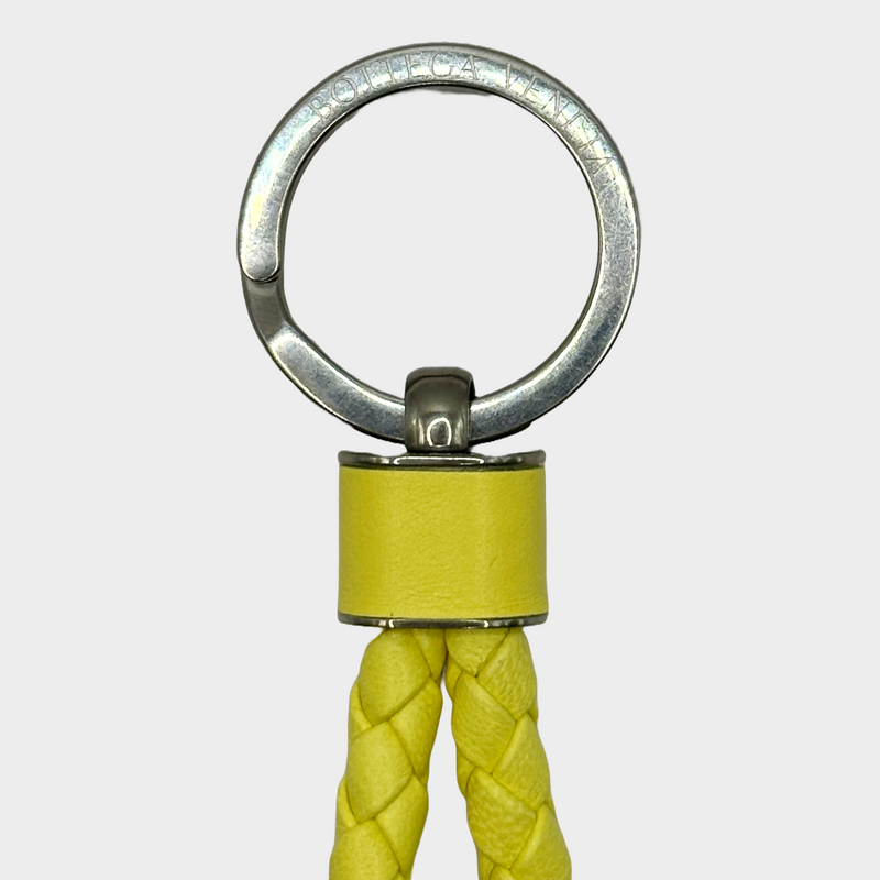 Bottega Veneta yellow leather Intrecciato wave keychain
