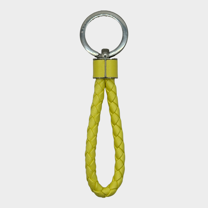 Bottega Veneta yellow leather Intrecciato wave keychain